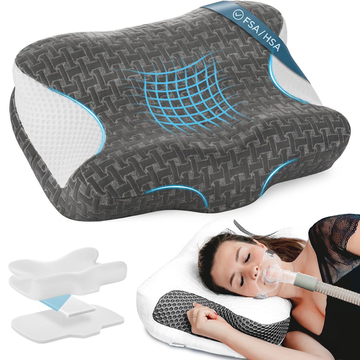 Elviros oreiller face avant montrant forme ergonomique et confort