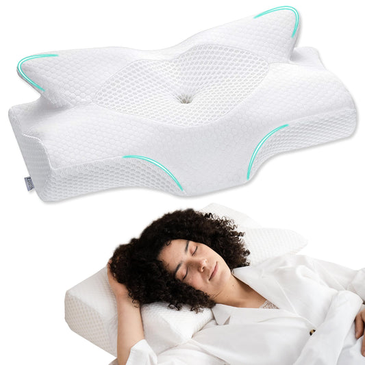 Elviros oreiller face avant présentant le profil ergonomique et maintien
