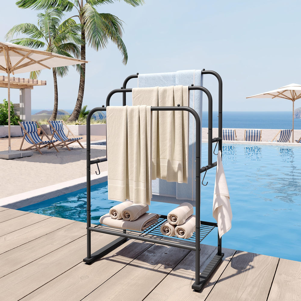 ELYKEN porte-serviettes en situation salle de bain, gain d'espace visible