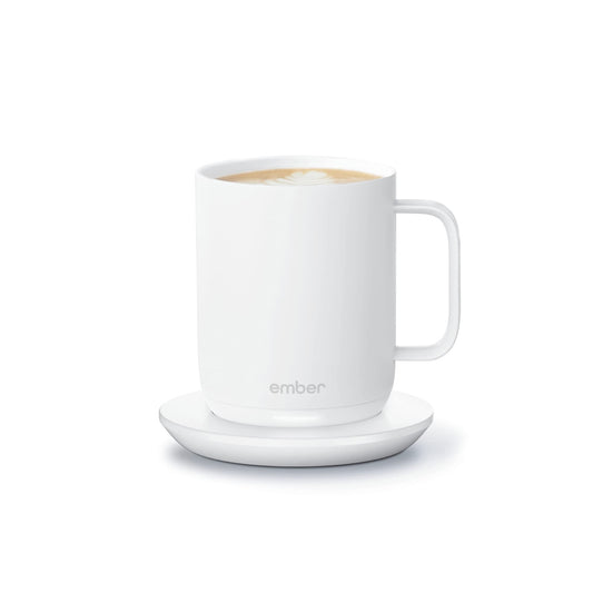 Ember mug 2 vue de face blanche, design élégant et moderne utile au bureau