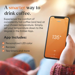 Ember socle de charge montrant recharge simple pour chaleur continue au bureau