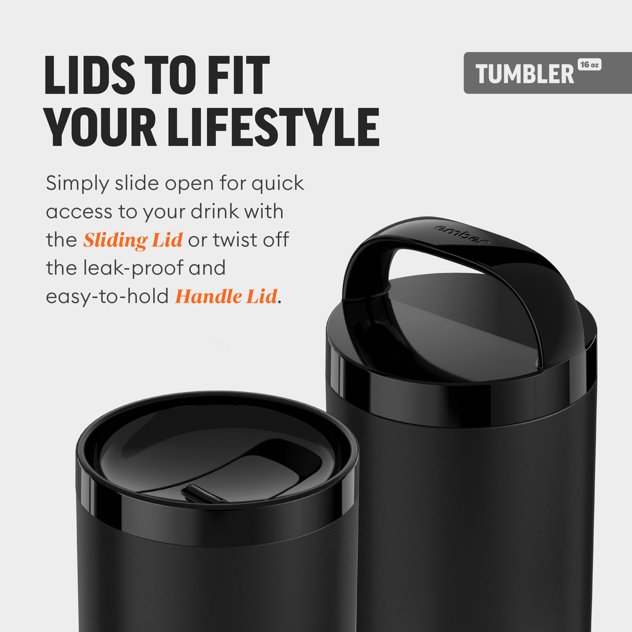 Ember Tumbler à côté d’un livre pour visualiser la capacité de 16 oz