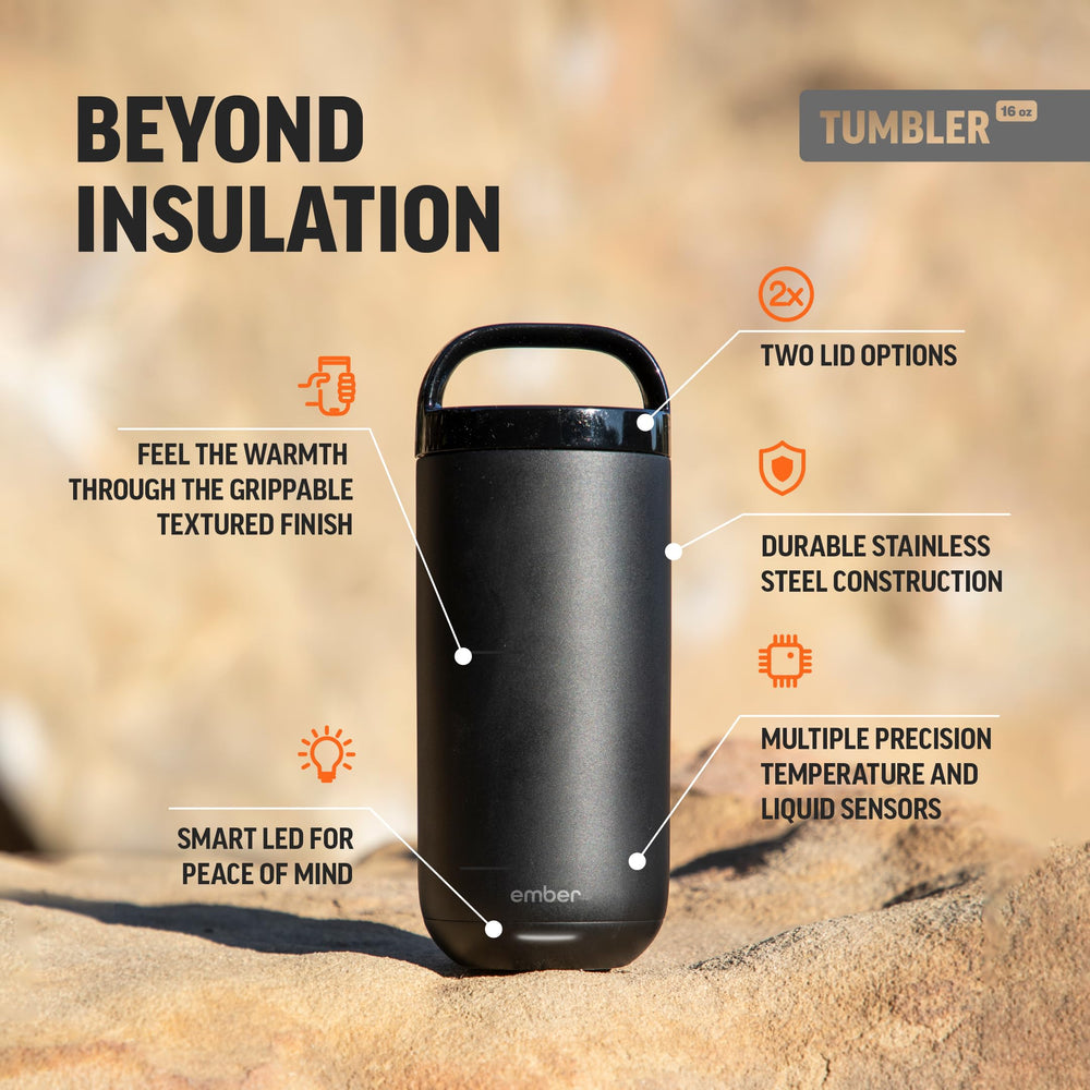 Ember Tumbler utilisé au bureau garde la boisson à température idéale