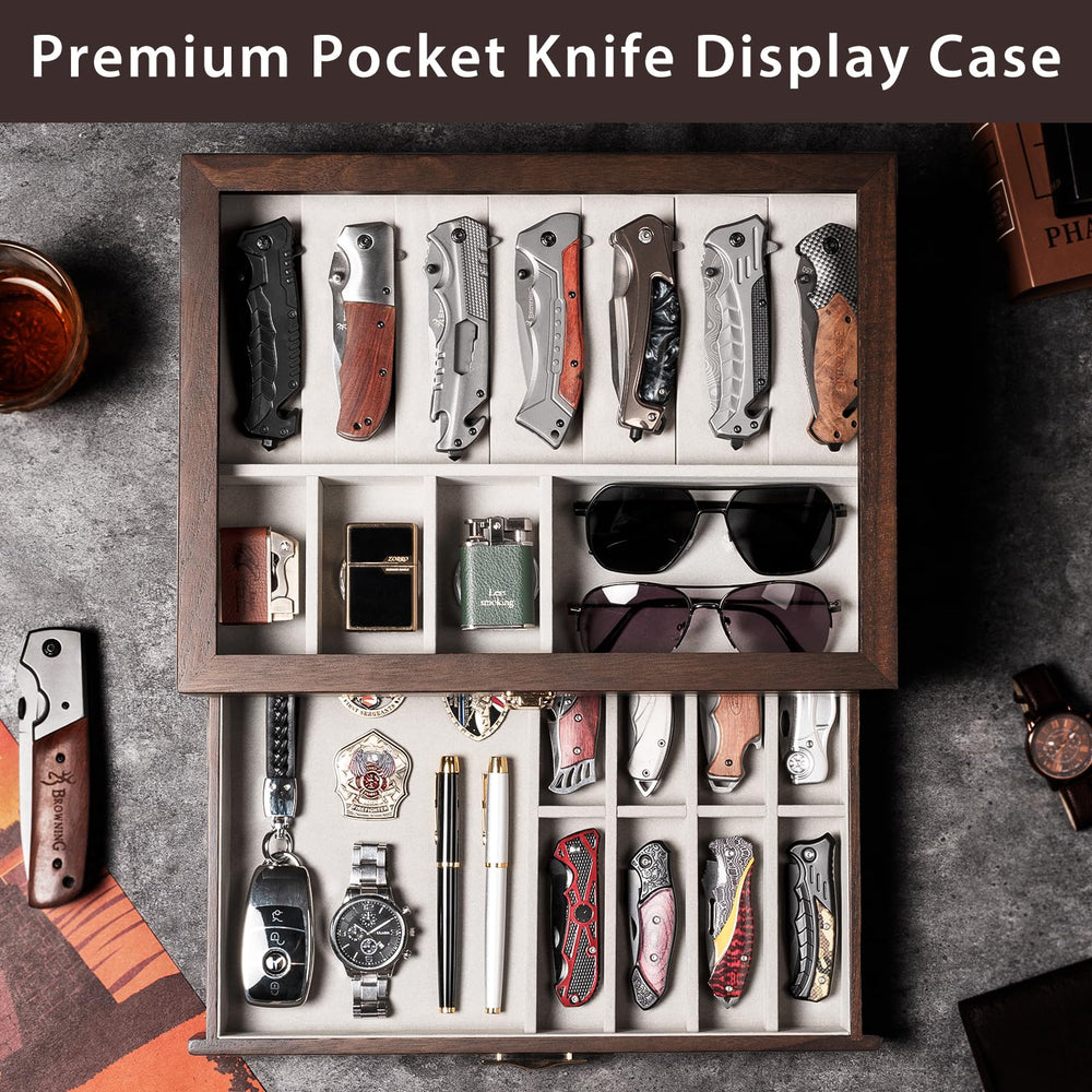 Emfogo coffret ouvert deux niveaux pour organiser couteaux et accessoires