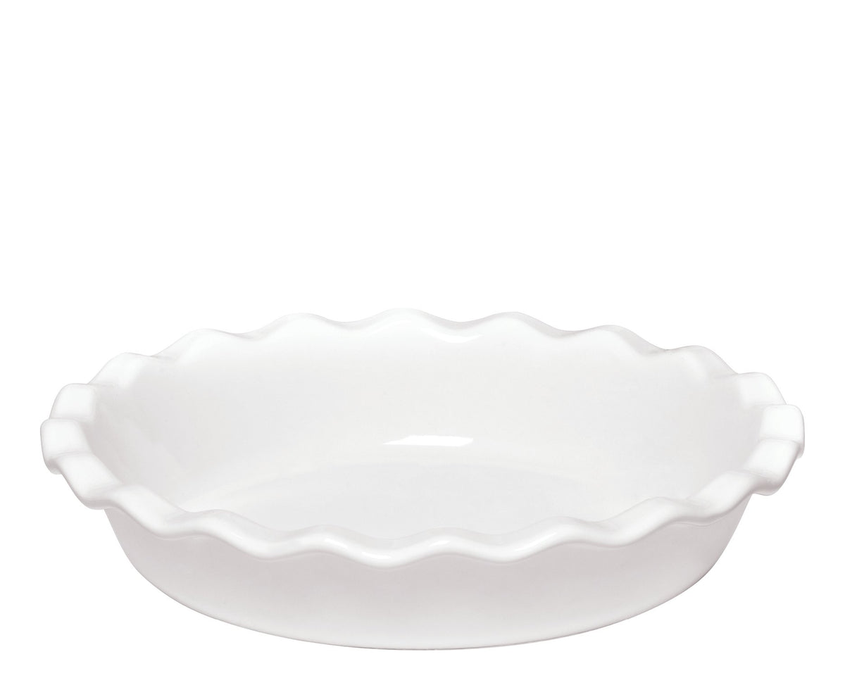 Emile Henry plat à tarte face avant blanc prêt à cuire et esthétique