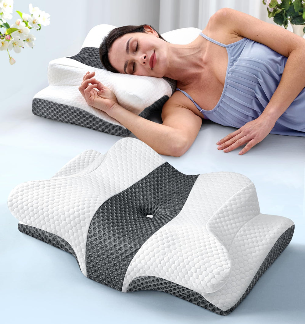 Emircey vue avant de l'oreiller montrant sa forme papillon et un bon maintien