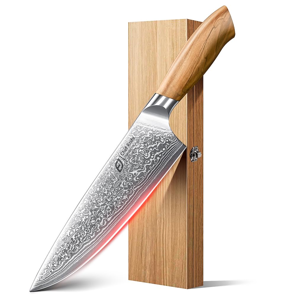 Emojoy couteau Damas face avant avec coffret, présentation élégante et prêt à offrir