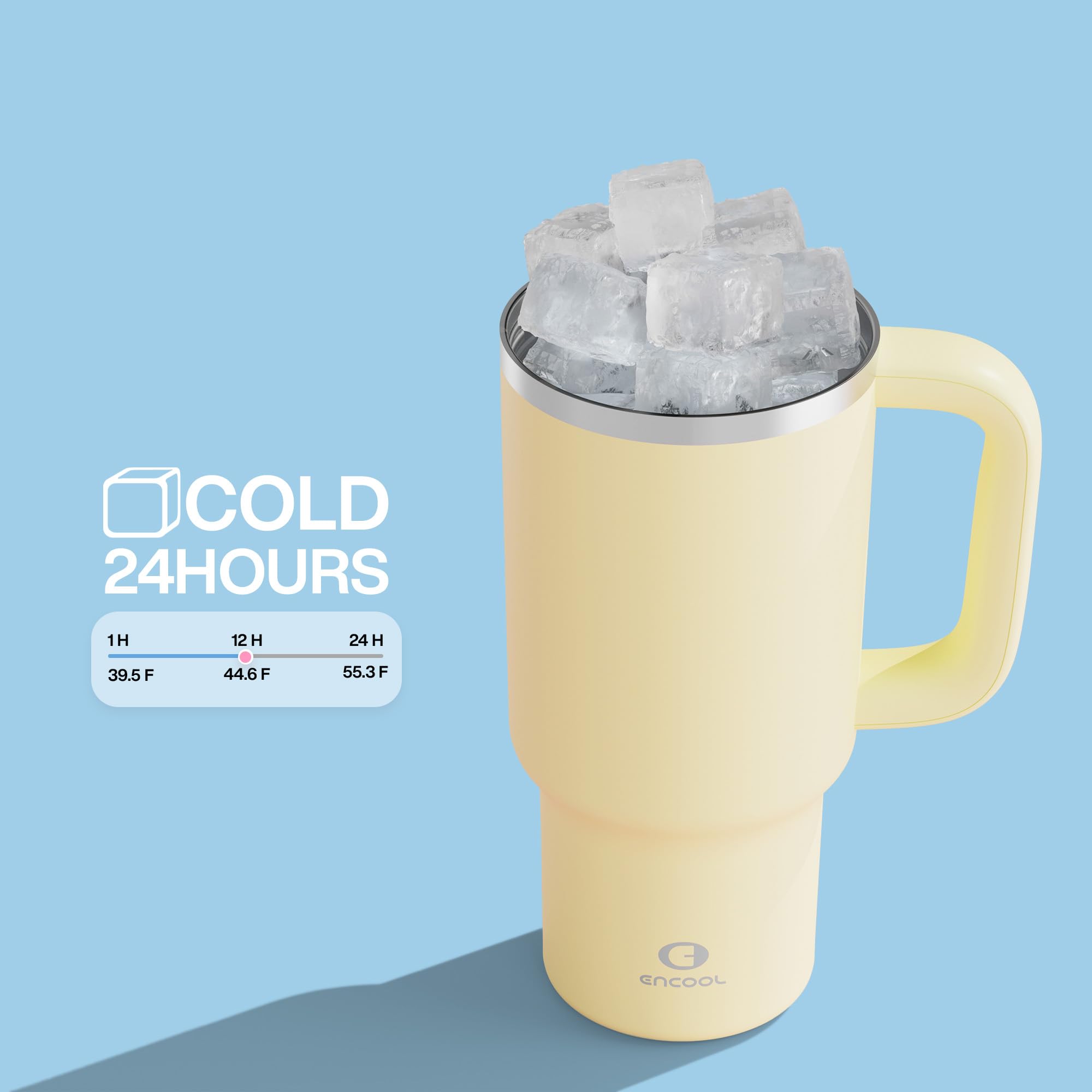 ENCOOL tumbler inséré dans porte-gobelet voiture pour trajets sûrs