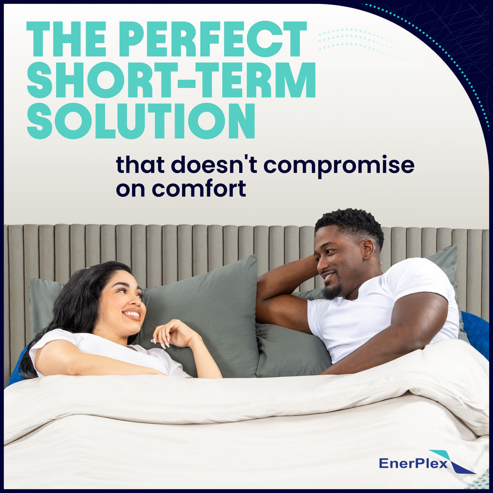 EnerPlex matelas plié dans son sac de transport compact pour rangement et voyage facile
