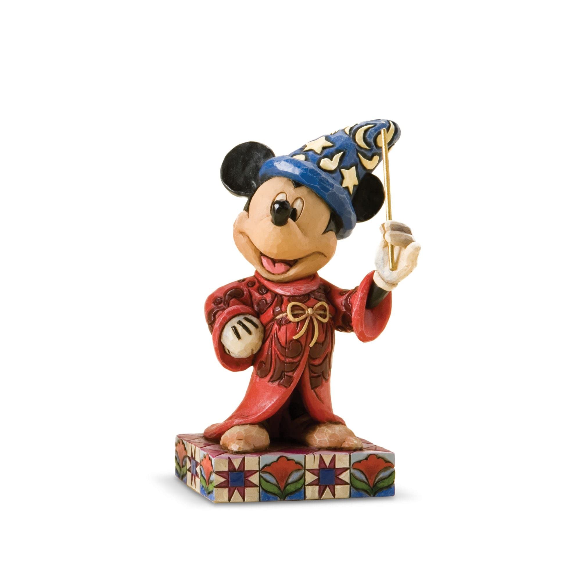 Enesco Sorcerer Mickey baguette dorée gros plan ajoutant éclat