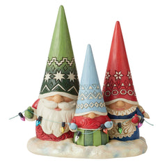 Enesco Jim Shore vue de face des lutins multicolores apportant chaleur décorative