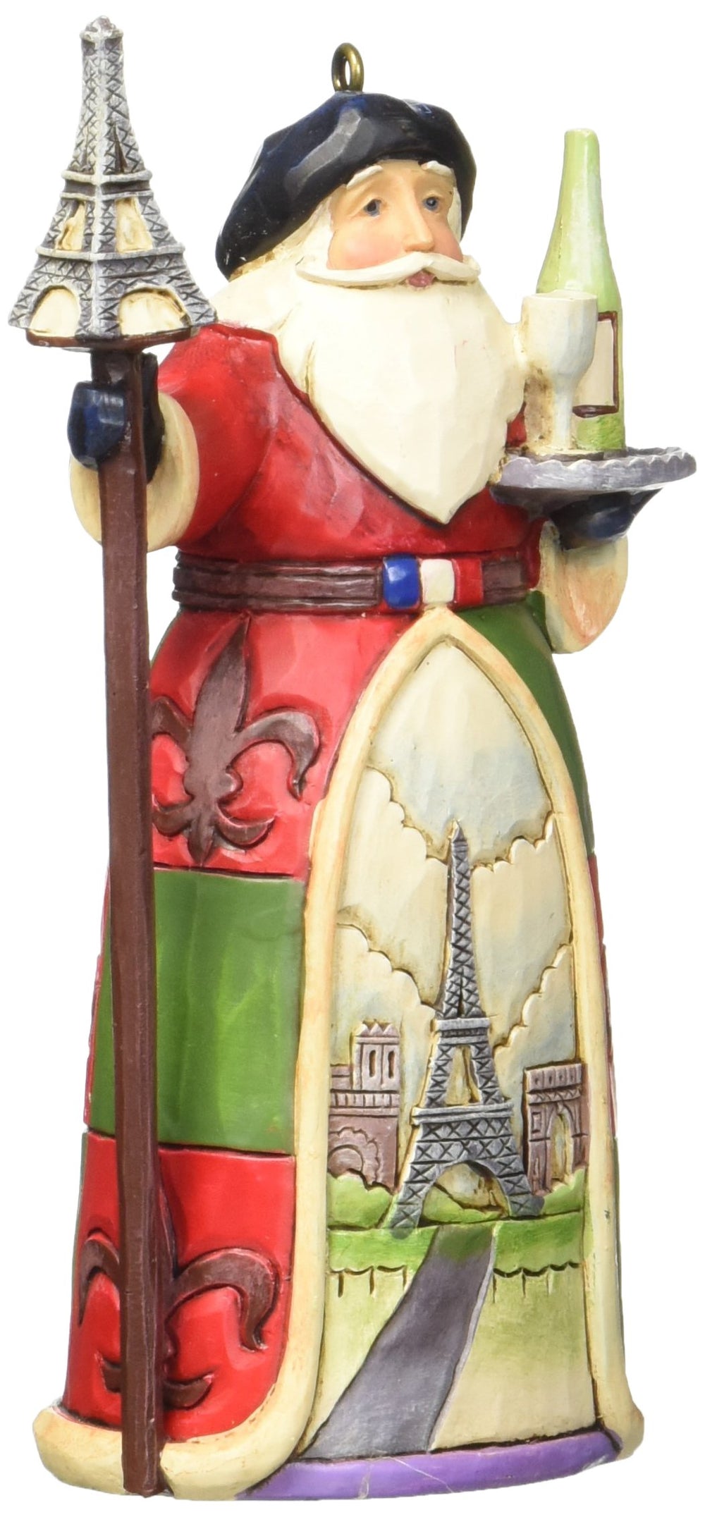 Enesco Jim Shore French Santa vue avant montrant la peinture artisanale et l'impact décoratif