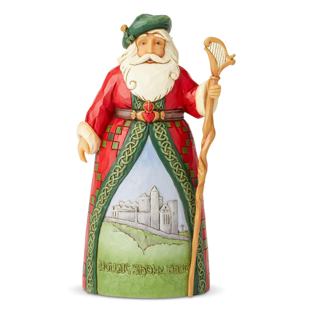 Enesco Jim Shore Père Noël irlandais vue avant avec couleurs riches et finition soignée