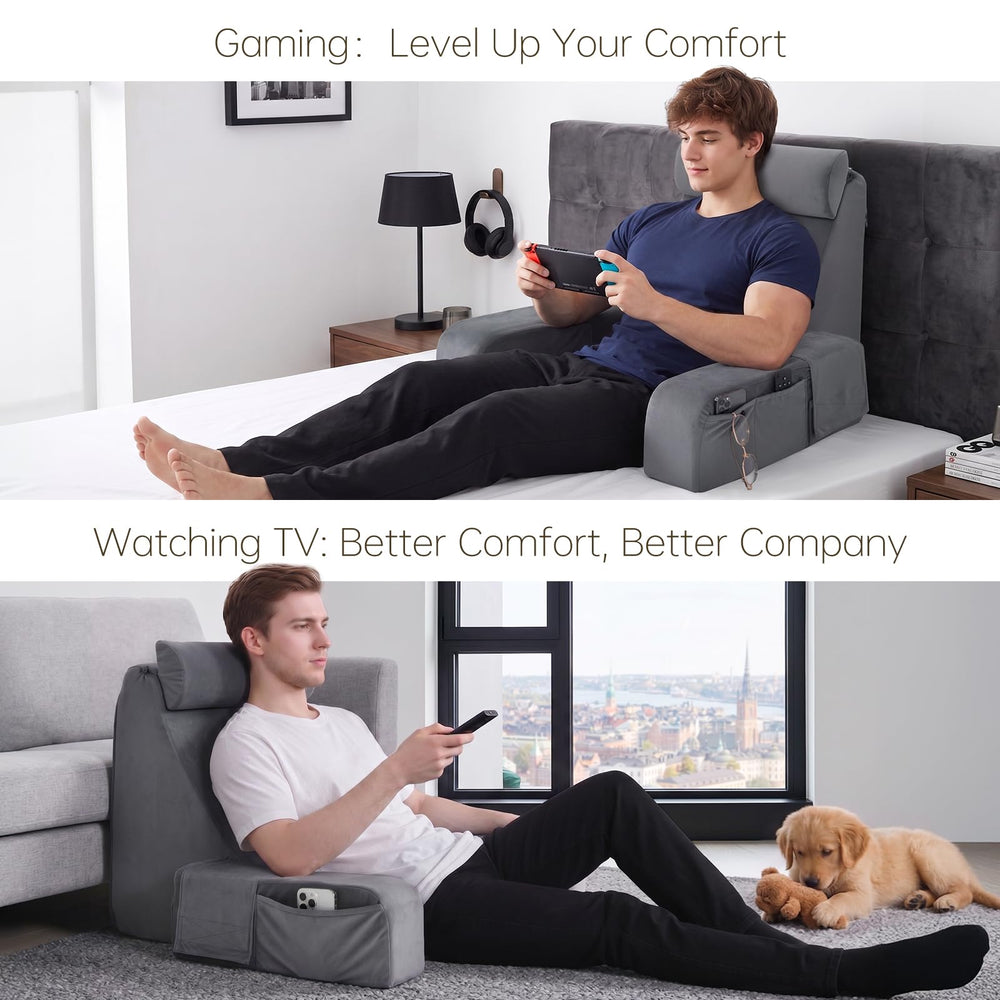 ENITYA appuie-tête détaché utilisé comme coussin lombaire