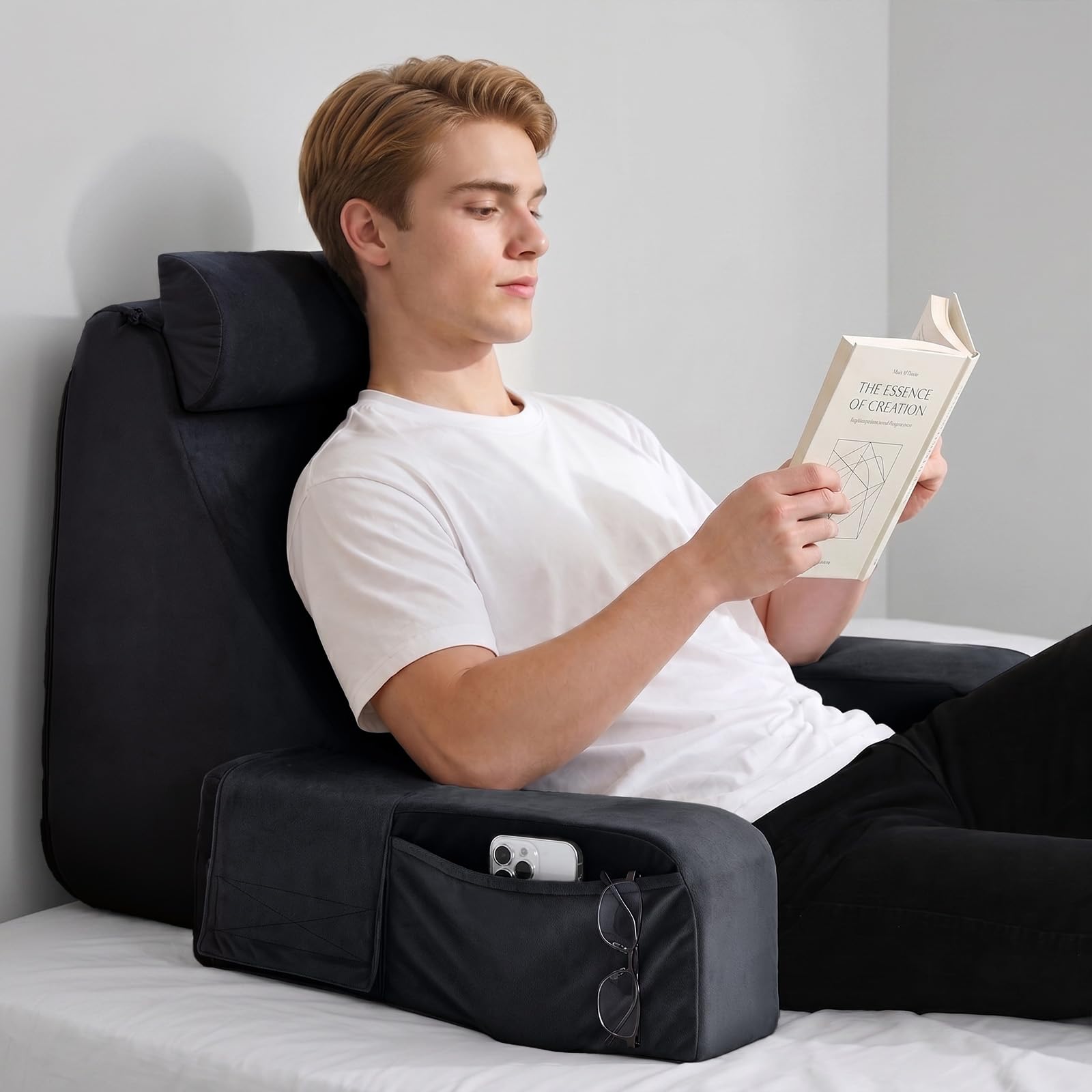 ENITYA vue de face du coussin de lecture montrant son soutien ferme