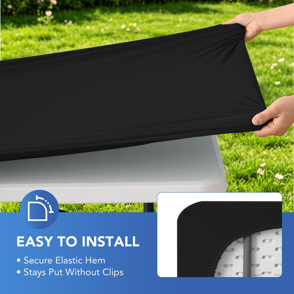 Enjoyidea table dressée avec nappe noire, présentation élégante pour événement