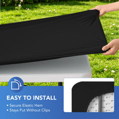 Enjoyidea table dressée avec nappe noire, présentation élégante pour événement