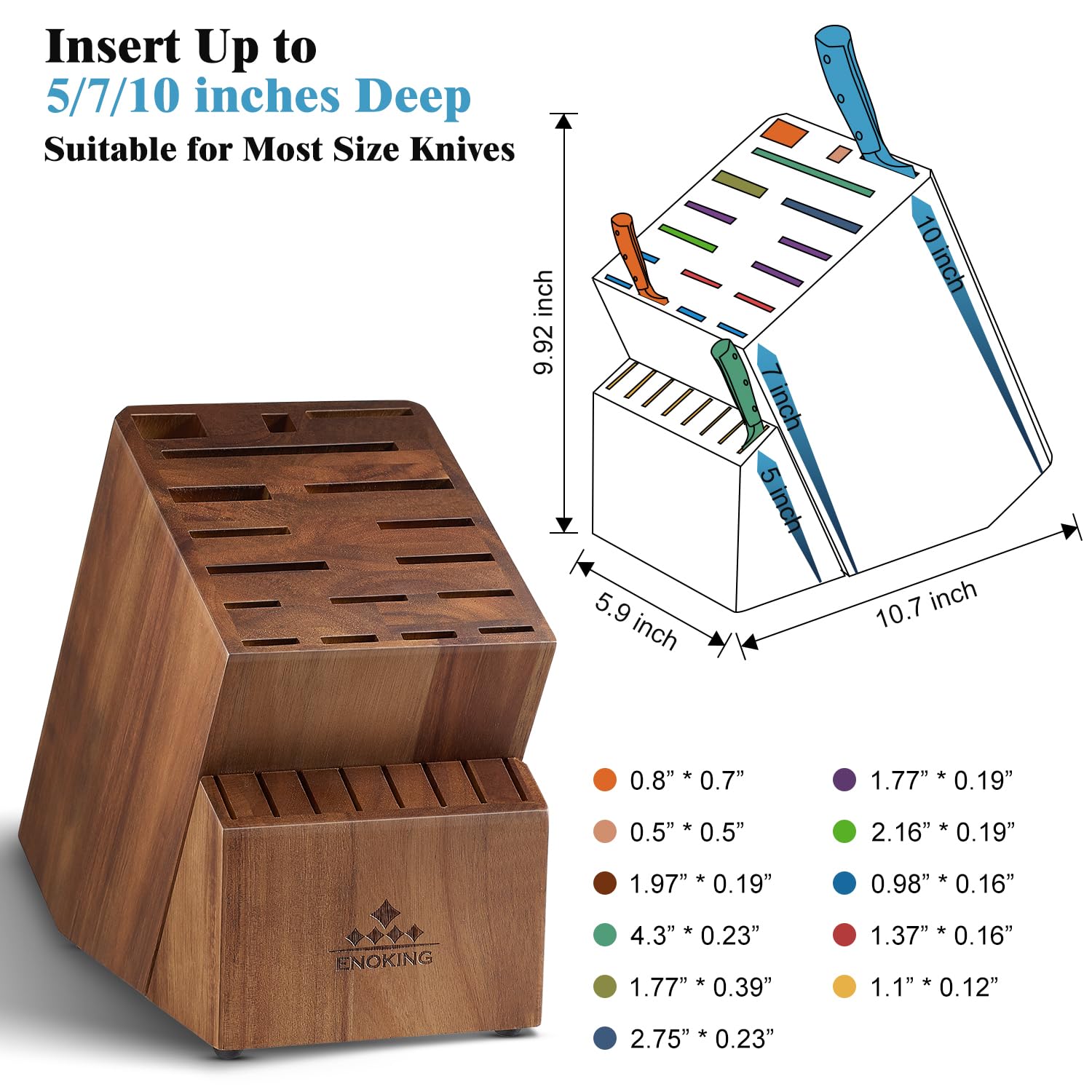 ENOKING comparaison d'échelle montre capacité et dimensions claires