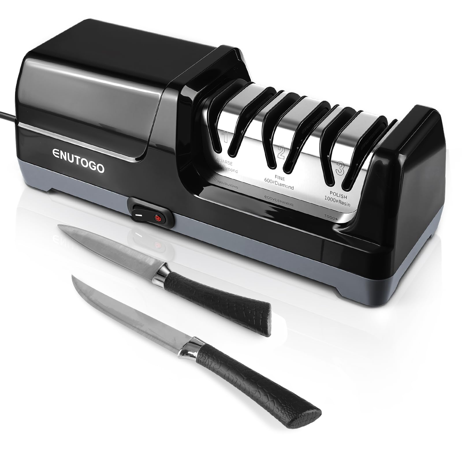 Enutogo packaging avant montrant l'appareil et ses fonctions pratiques