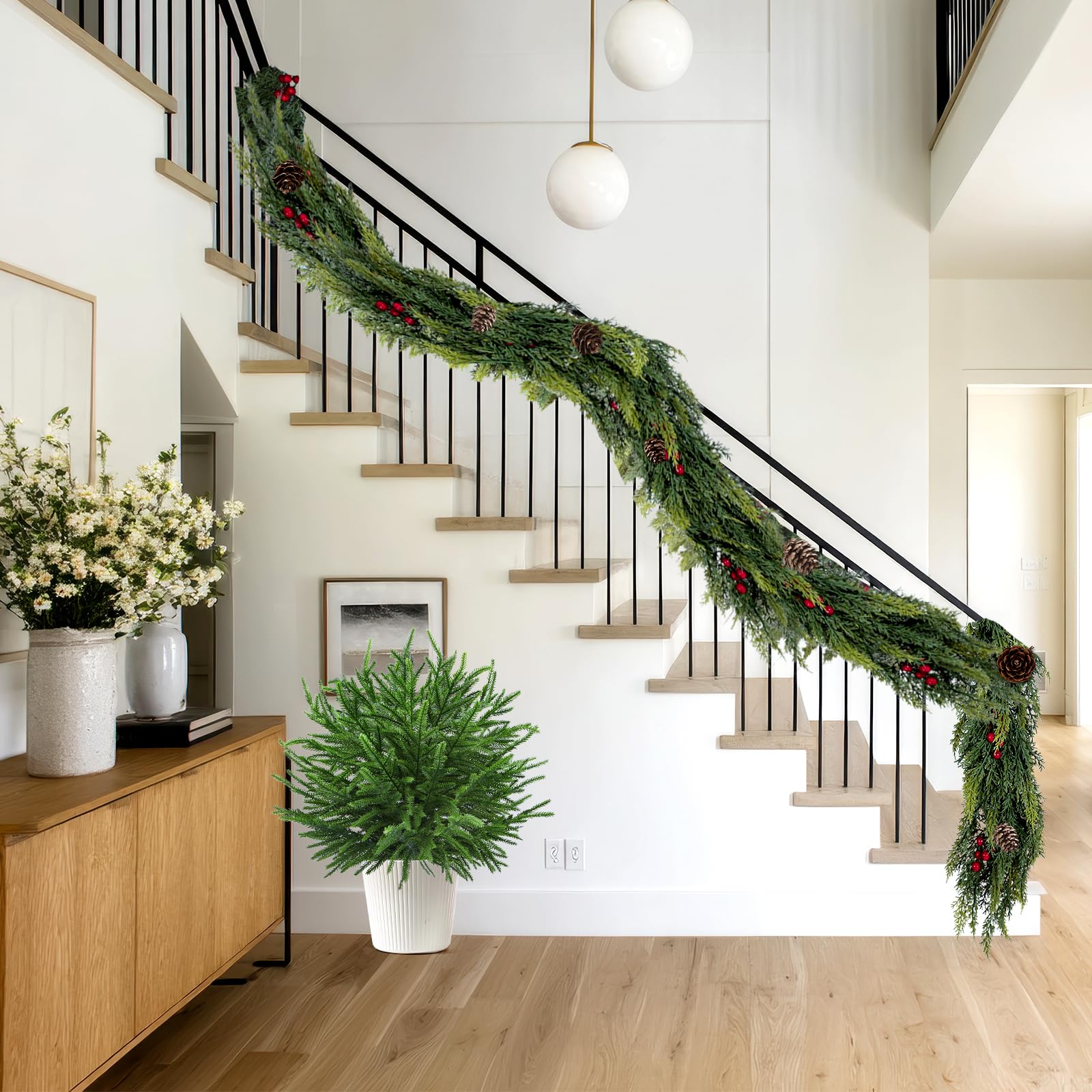 ENVEN guirlande ornée de lumières et décorations prête à célébrer