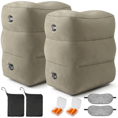 Eooqi face du lot de deux repose-pieds gonflables montrant emballage compact