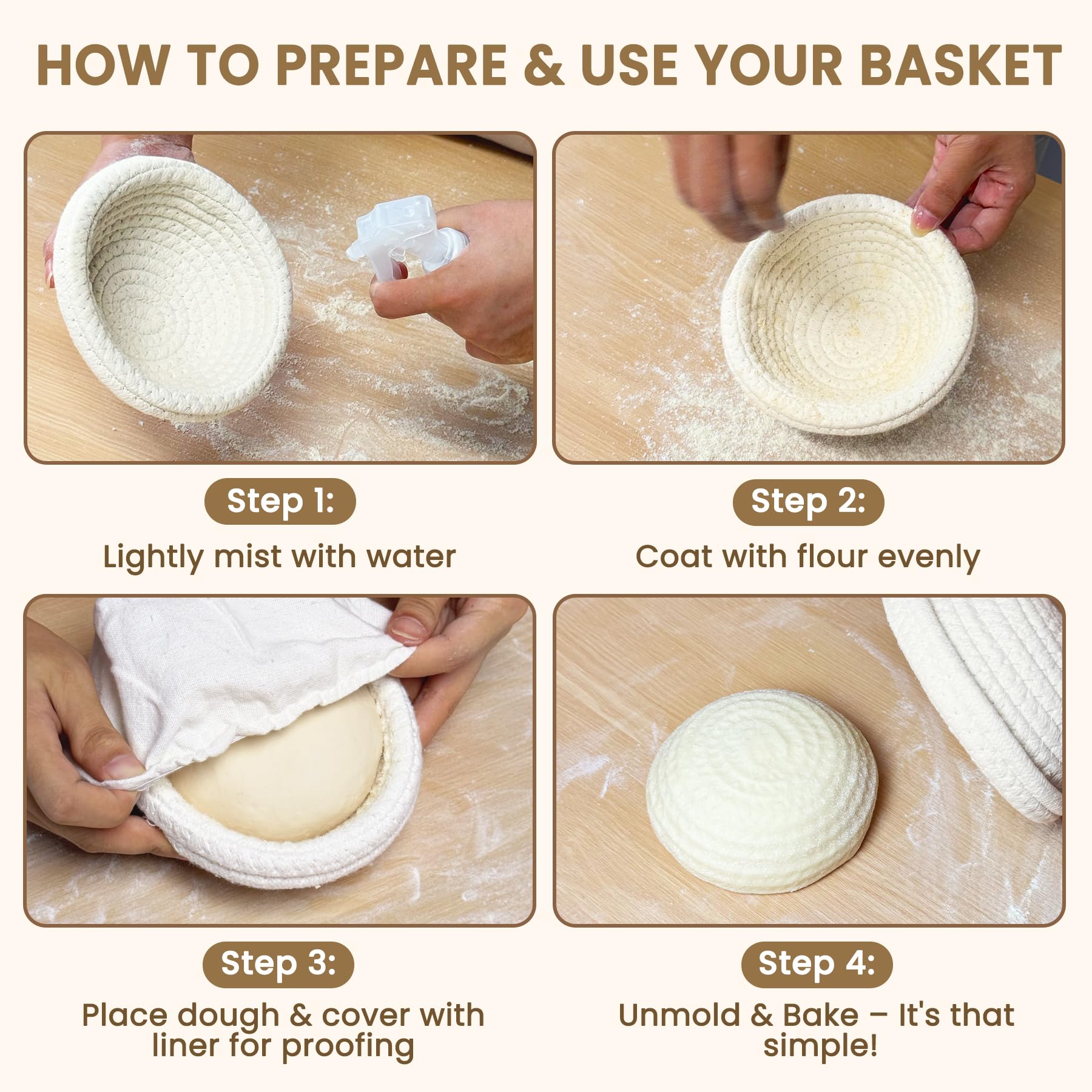 Mini banneton Eosify contenant pâte en fermentation, optimise la croûte croustillante