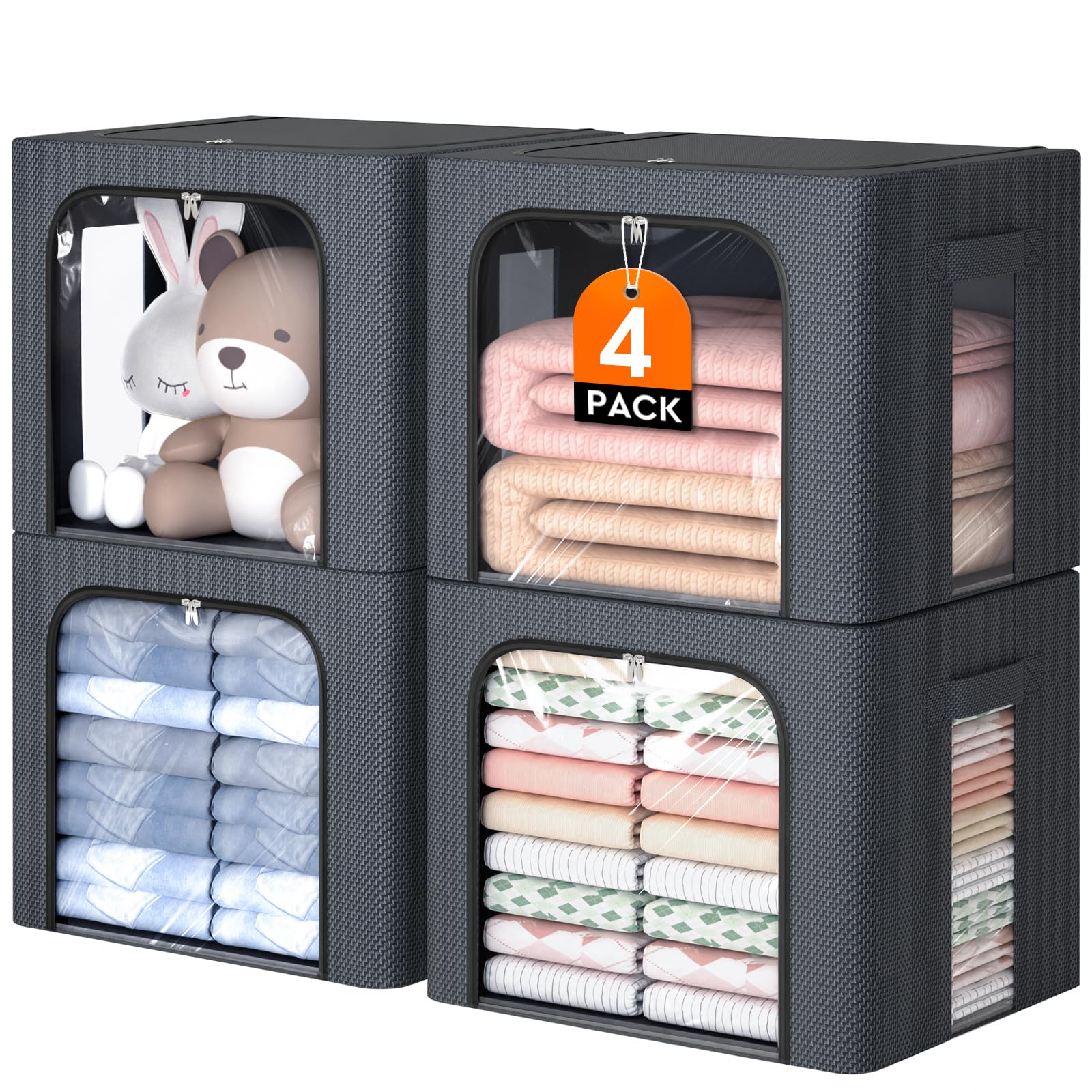 EpicTotes boîte face avant gris clair montrant gain de place