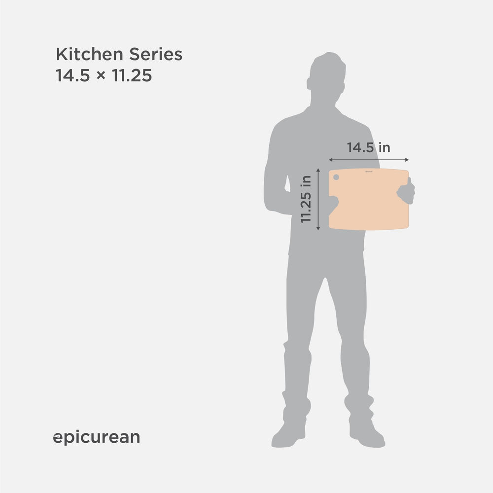 Epicurean comparaison taille avec assiette montrant format pratique et maniable