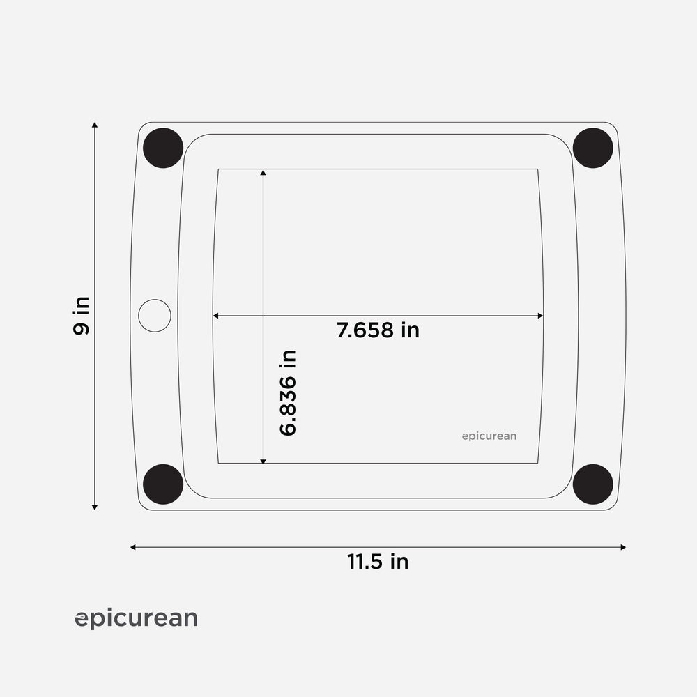 Epicurean planche comparaison taille 11,5x9 pouces utile pour choisir dimension