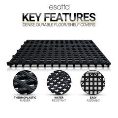 Esatto tapis installé sur étagère filaire améliorant organisation et drainage