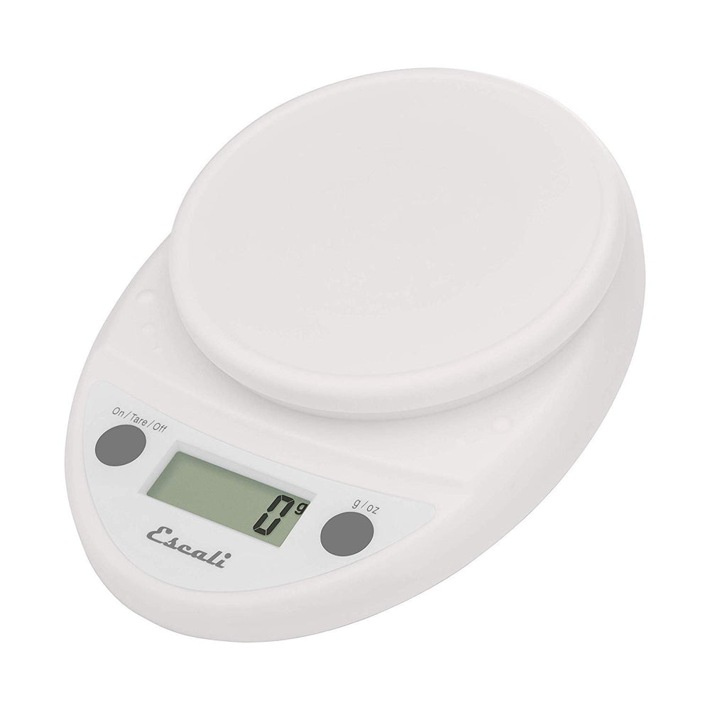 Escali Primo vue avant blanche montrant un design compact et nettoyage facile