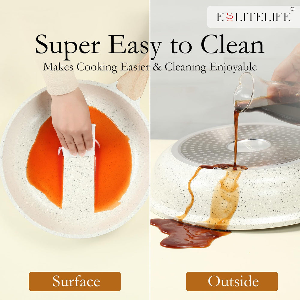 ESLITE LIFE poêle posée à côté d'une assiette pour repère d'échelle pratique