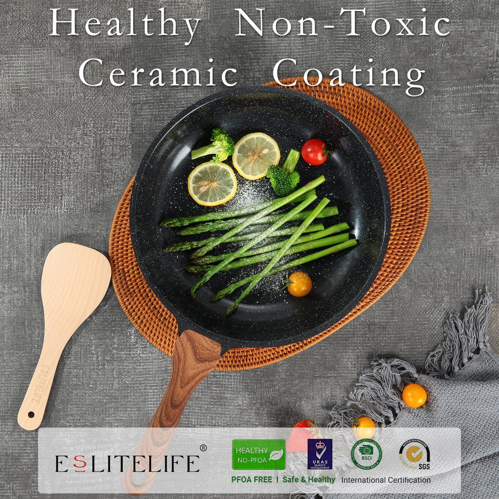 ESLITE LIFE poêle en usage pour omelette, cuisson homogène et glisse facile