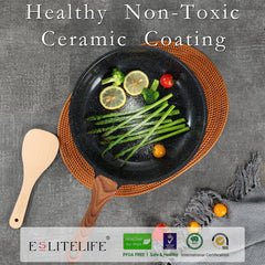 ESLITE LIFE poêle en usage pour omelette, cuisson homogène et glisse facile