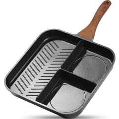 ESLITE LIFE vue avant de la poêle grill divisée, gain de place et organisation