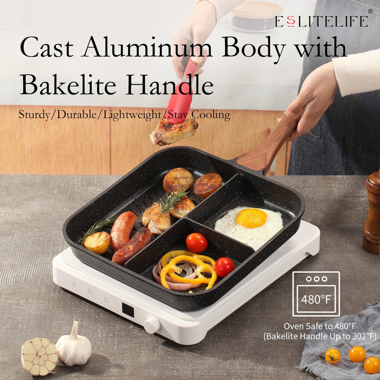 ESLITE LIFE fond aimanté compatible induction, transfert de chaleur efficace