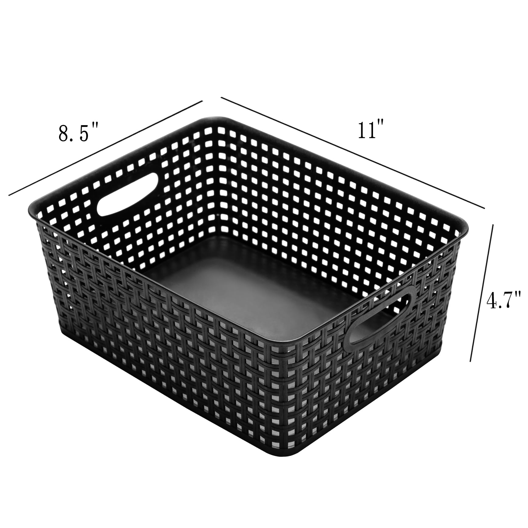 Eslite panier à l'échelle avec règle illustrant dimensions 11×8,5×4,7"