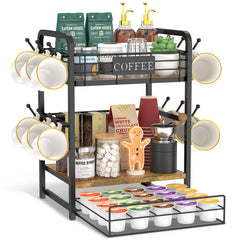 EsLuker.ly vue frontale de la station de bar à café, rangement compact et ordonné