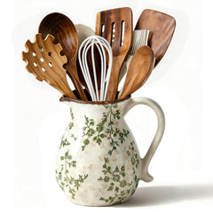 ESSGUO pot à ustensiles face avant avec motif floral, ajoute du charme champêtre