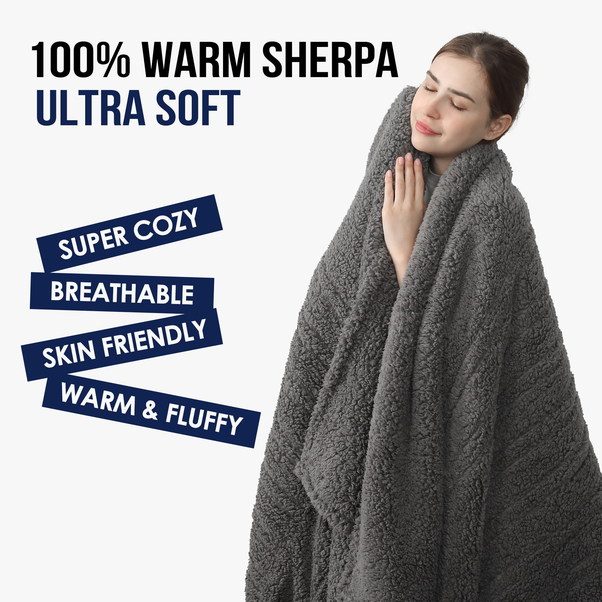 ESTINGO gros plan sherpa double couche tactile ultra doux pour confort