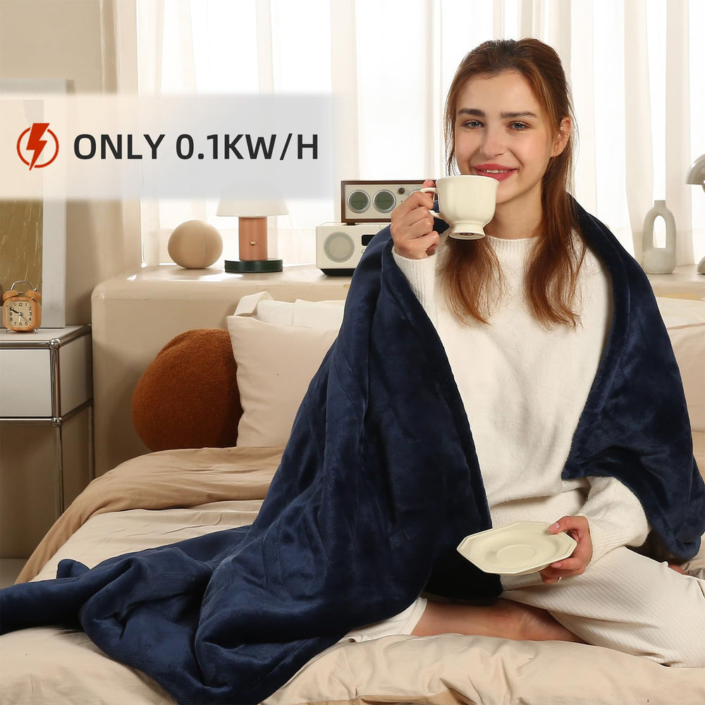 ESTINGO couverture chauffante utilisée sur un lit twin pour confort nocturne