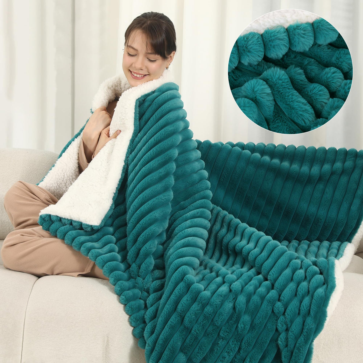 ESTINGO plaid paon face avant montrant design et couleur pour chaleur élégante