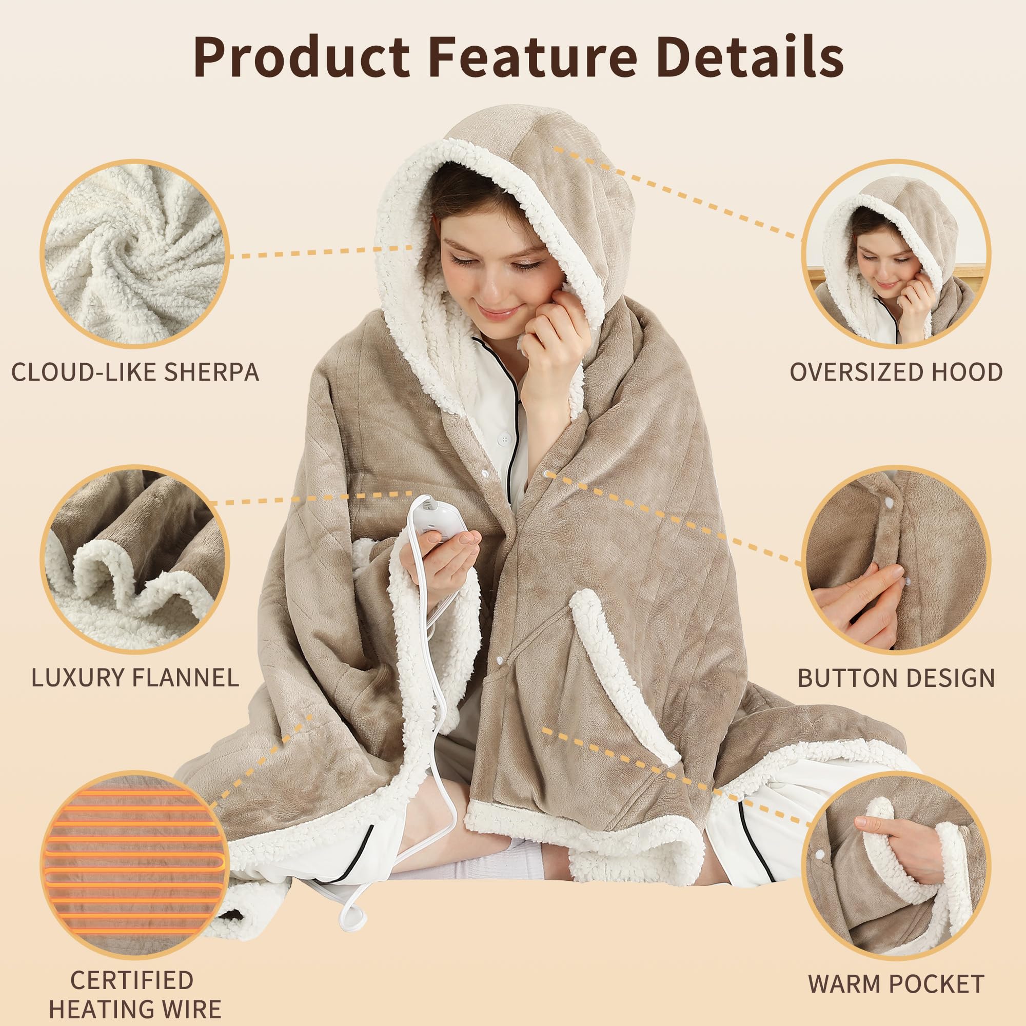 ESTINGO capuche oversize du poncho offrant chaleur pour la tête et confort