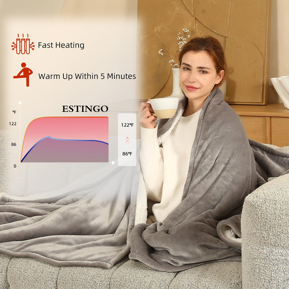 ESTINGO couverture utilisée sur canapé pour détente immédiate