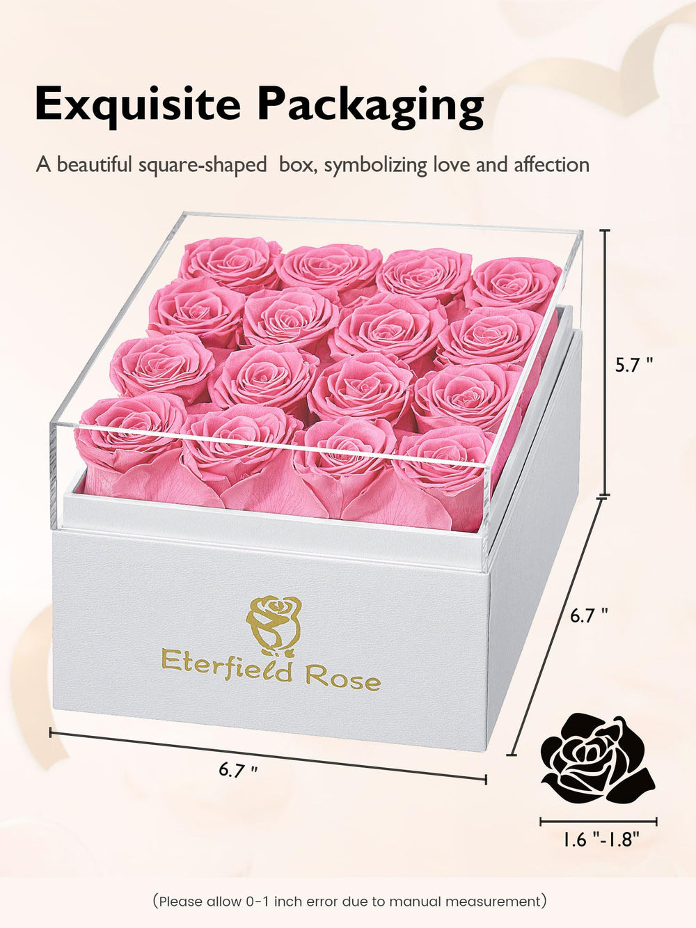 Eterfield boîte ouverte avec 16 roses, présentation prête à offrir