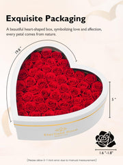 Eterfield boîte ouverte présentant les 47 roses arrangées, idéal cadeau durable