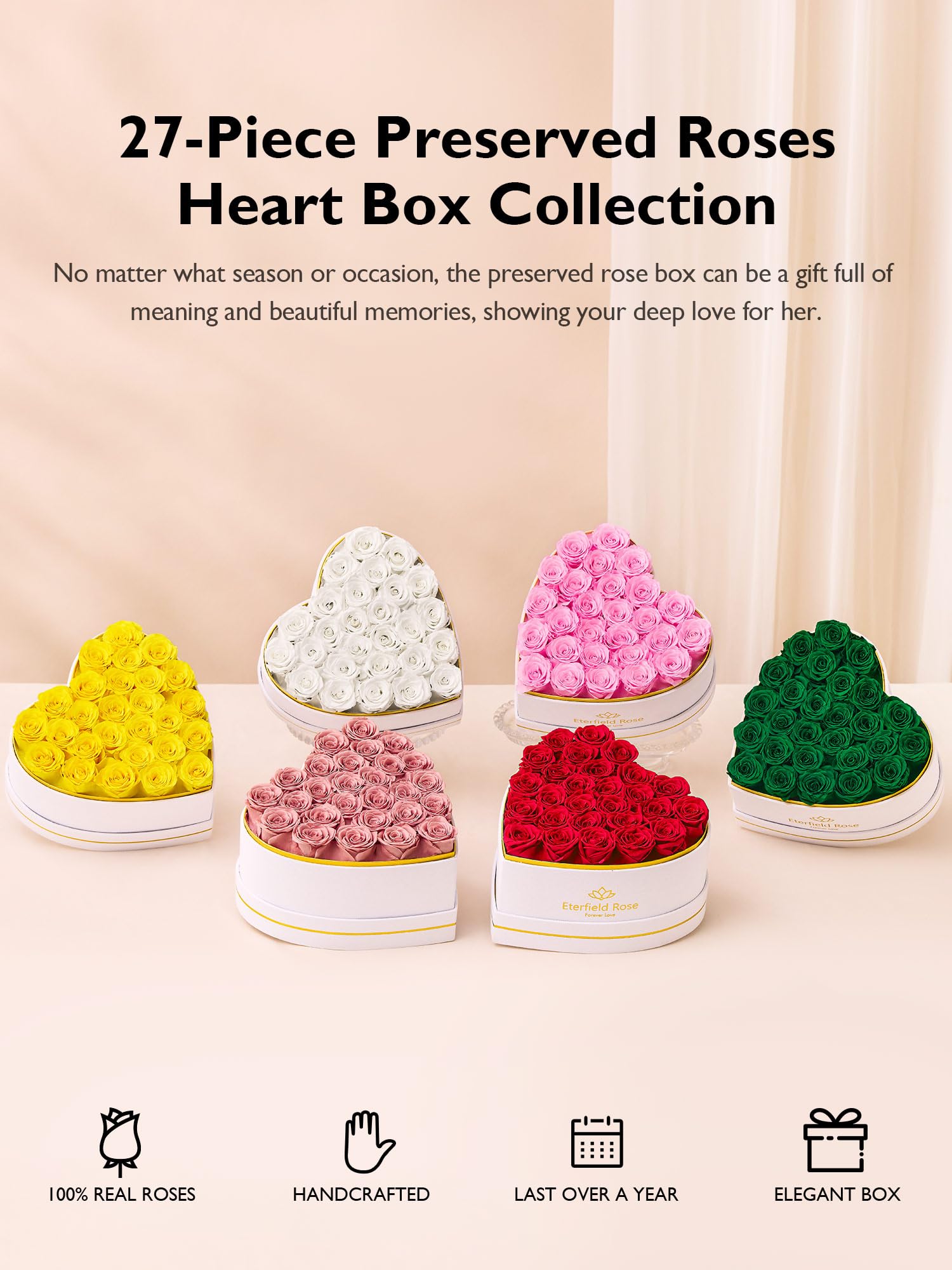 Eterfield scène cadeau romantique sur table, idée pour anniversaire ou Saint-Valentin