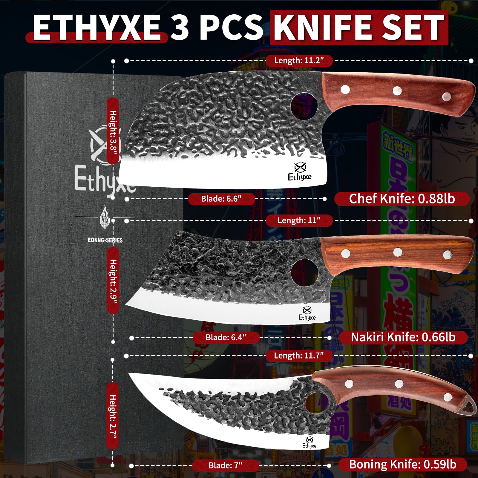 Ethyxe hachoir de boucher profil de lame en acier carbone offrant coupes nettes