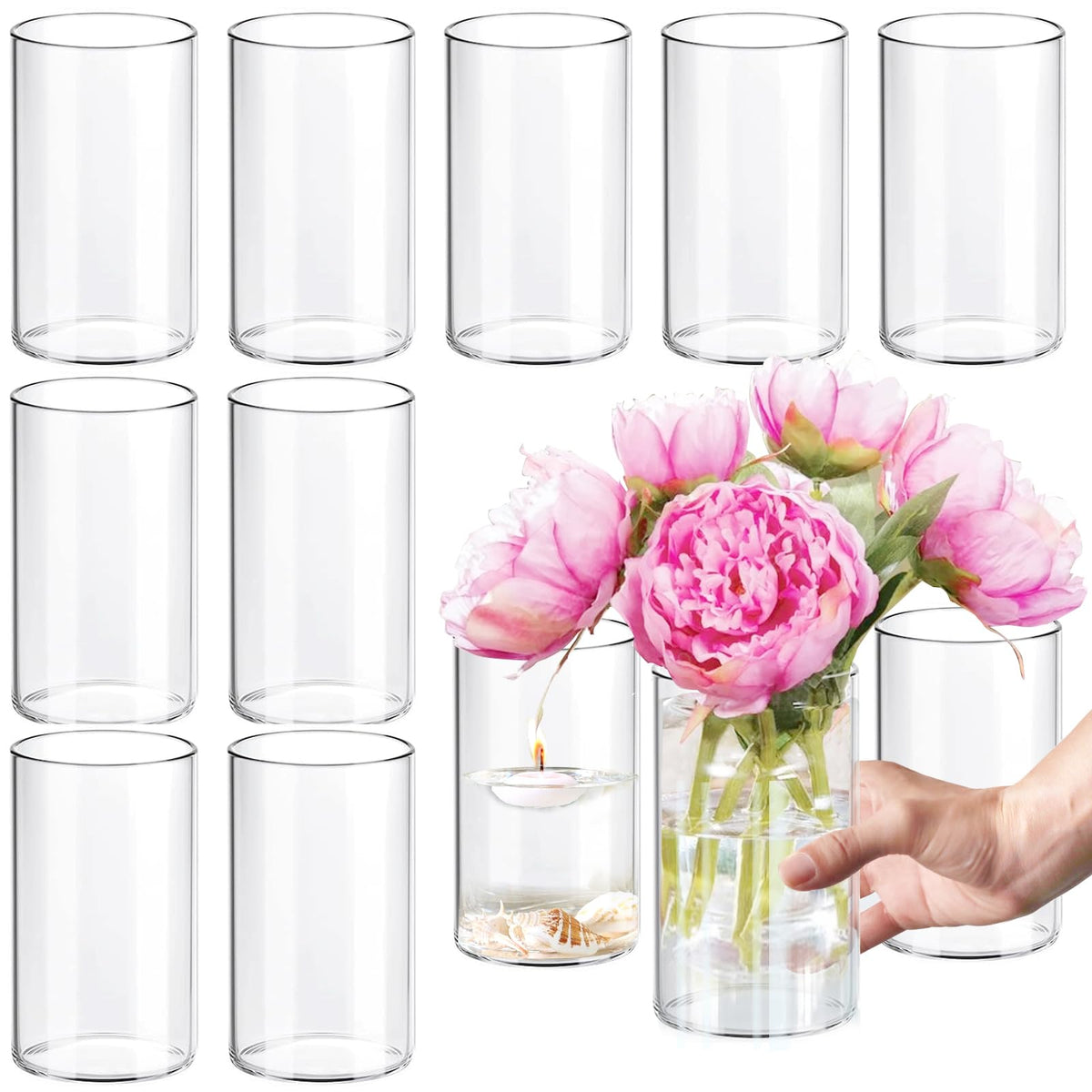 Etolies vue avant du lot de vases en verre, présentation soignée et unie