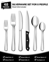 EUIRIO couteau à steak lame crantée, coupe précise des viandes